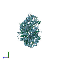 PDB entry 2q1x coloured by chain, side view.