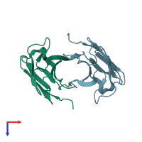 PDB entry 2q20 coloured by chain, top view.