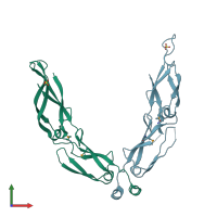 PDB entry 2q2g coloured by chain, front view.