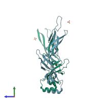 PDB entry 2q2g coloured by chain, side view.