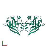 Beta-lactoglobulin in PDB entry 2q2m, assembly 1, front view.
