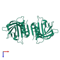 Beta-lactoglobulin in PDB entry 2q2m, assembly 1, top view.