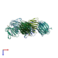 PDB entry 2q30 coloured by chain, top view.