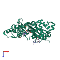 PDB entry 2q36 coloured by chain, top view.
