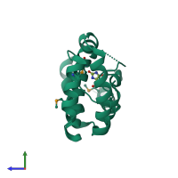 PDB entry 2q37 coloured by chain, side view.