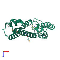 PDB entry 2q37 coloured by chain, top view.
