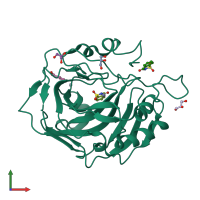 PDB entry 2q38 coloured by chain, front view.