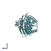 PDB entry 2q3f coloured by chain, side view.