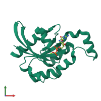 PDB entry 2q3h coloured by chain, front view.