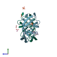 PDB entry 2q3k coloured by chain, side view.