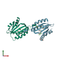 PDB entry 2q3l coloured by chain, front view.