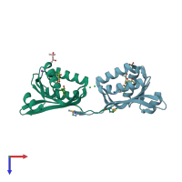 PDB entry 2q3l coloured by chain, top view.