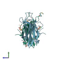 PDB entry 2q3x coloured by chain, side view.