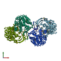 PDB entry 2q41 coloured by chain, ensemble of 8 models, front view.