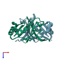 PDB entry 2q48 coloured by chain, ensemble of 8 models, top view.