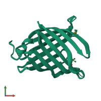 PDB entry 2q4n coloured by chain, ensemble of 8 models, front view.