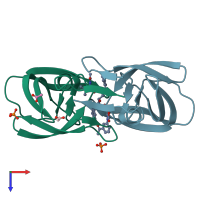 PDB entry 2q54 coloured by chain, top view.