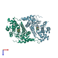 PDB entry 2q58 coloured by chain, top view.