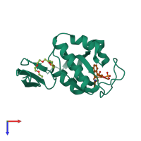 PDB entry 2q5a coloured by chain, top view.