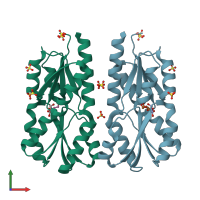 PDB entry 2q5c coloured by chain, front view.