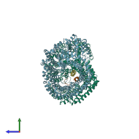 PDB entry 2q5d coloured by chain, side view.