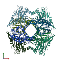 PDB entry 2q5e coloured by chain, front view.