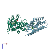 PDB entry 2q5g coloured by chain, top view.