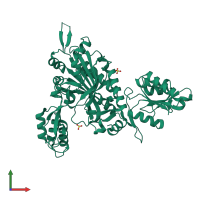 PDB entry 2q5i coloured by chain, front view.