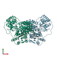 PDB entry 2q5j coloured by chain, front view.