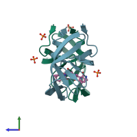 PDB entry 2q5k coloured by chain, side view.