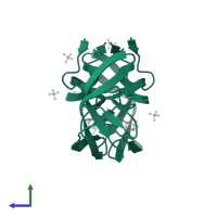 Peptidase A2 domain-containing protein in PDB entry 2q5k, assembly 1, side view.