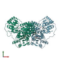 PDB entry 2q5l coloured by chain, front view.