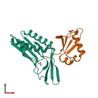 PDB entry 2q5w coloured by chain, front view.
