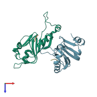 PDB entry 2q5y coloured by chain, top view.