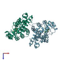 PDB 2q61 coloured by chain and viewed from the top.
