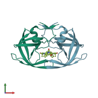 PDB entry 2q63 coloured by chain, front view.