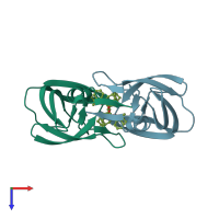 PDB entry 2q63 coloured by chain, top view.