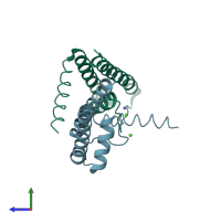 PDB entry 2q67 coloured by chain, side view.