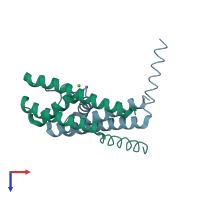 PDB entry 2q67 coloured by chain, top view.