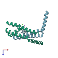 PDB entry 2q69 coloured by chain, top view.