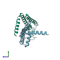 PDB entry 2q6a coloured by chain, side view.