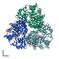 PDB entry 2q6e coloured by chain, front view.