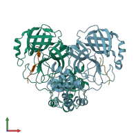 PDB entry 2q6g coloured by chain, front view.