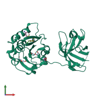 PDB entry 2q6i coloured by chain, front view.