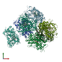 PDB entry 2q6n coloured by chain, front view.