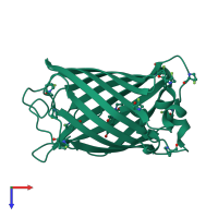 PDB entry 2q6p coloured by chain, top view.