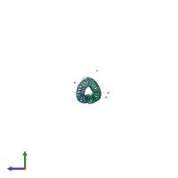 PDB entry 2q6q coloured by chain, side view.