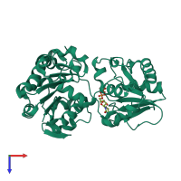 PDB entry 2q6v coloured by chain, top view.