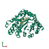 PDB entry 2q71 coloured by chain, front view.