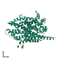 PDB entry 2q72 coloured by chain, front view.